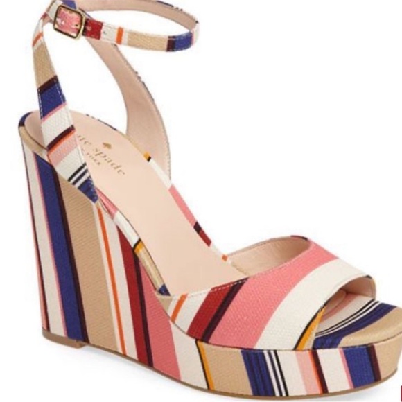 Kate Spade Sandal New York Women's Dellie Wedge Multicolor Shoe Size 7.5 - Picture 2 of 12